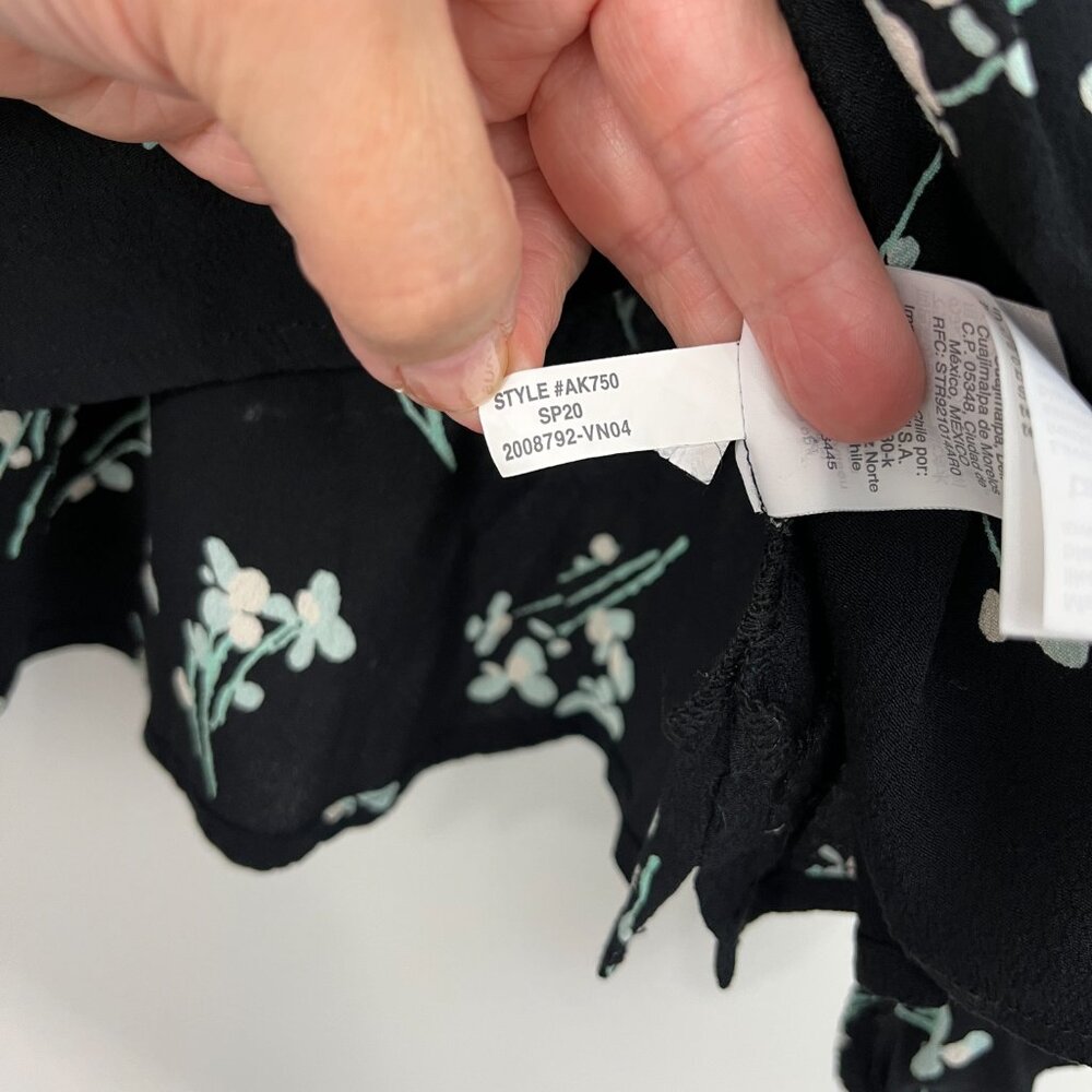 J. Crew Medium Black Floral Long Sleeve Drapey Popover Shirt Blouse - Picture 10 of 12